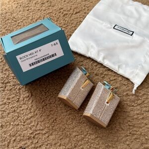 Pashion Footwear Gold Rhinestone 4 in Block Heel Kit